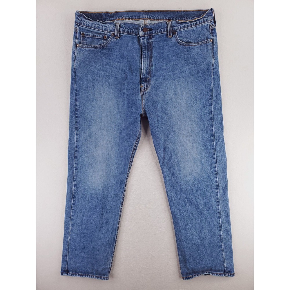 Levis 505 Jeans Mens 42x30 Blue Regular Straight Medium Stone Red Tab Work Pants